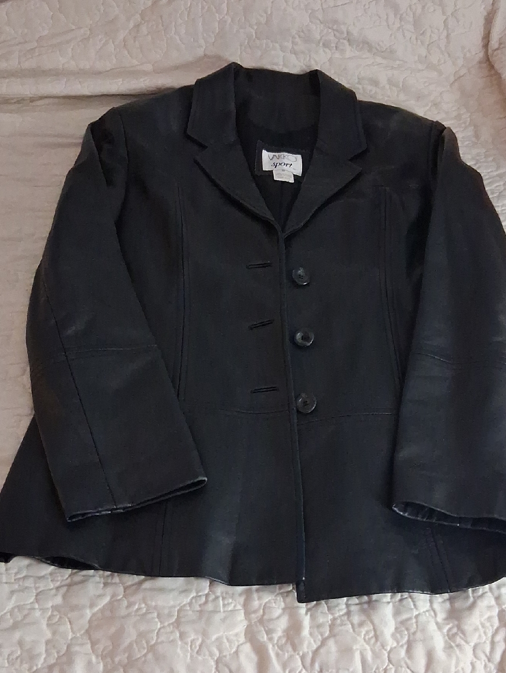 Vince Black Leather Button-Front Jacket